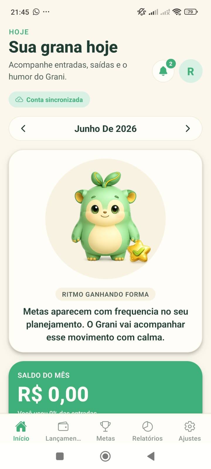 Tela inicial do GranaPet